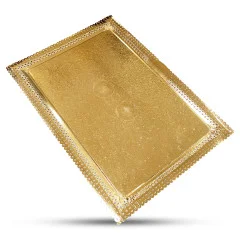 سینی (زیر کیکی) دانتل مستطیل طلایی 21*31 سانت