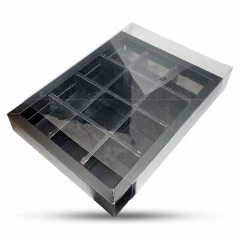 جعبه شکلات 12 عددی مشکی همراه مقسم (پک 5 تایی)