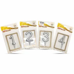 شمع تولد کروم نقره ای