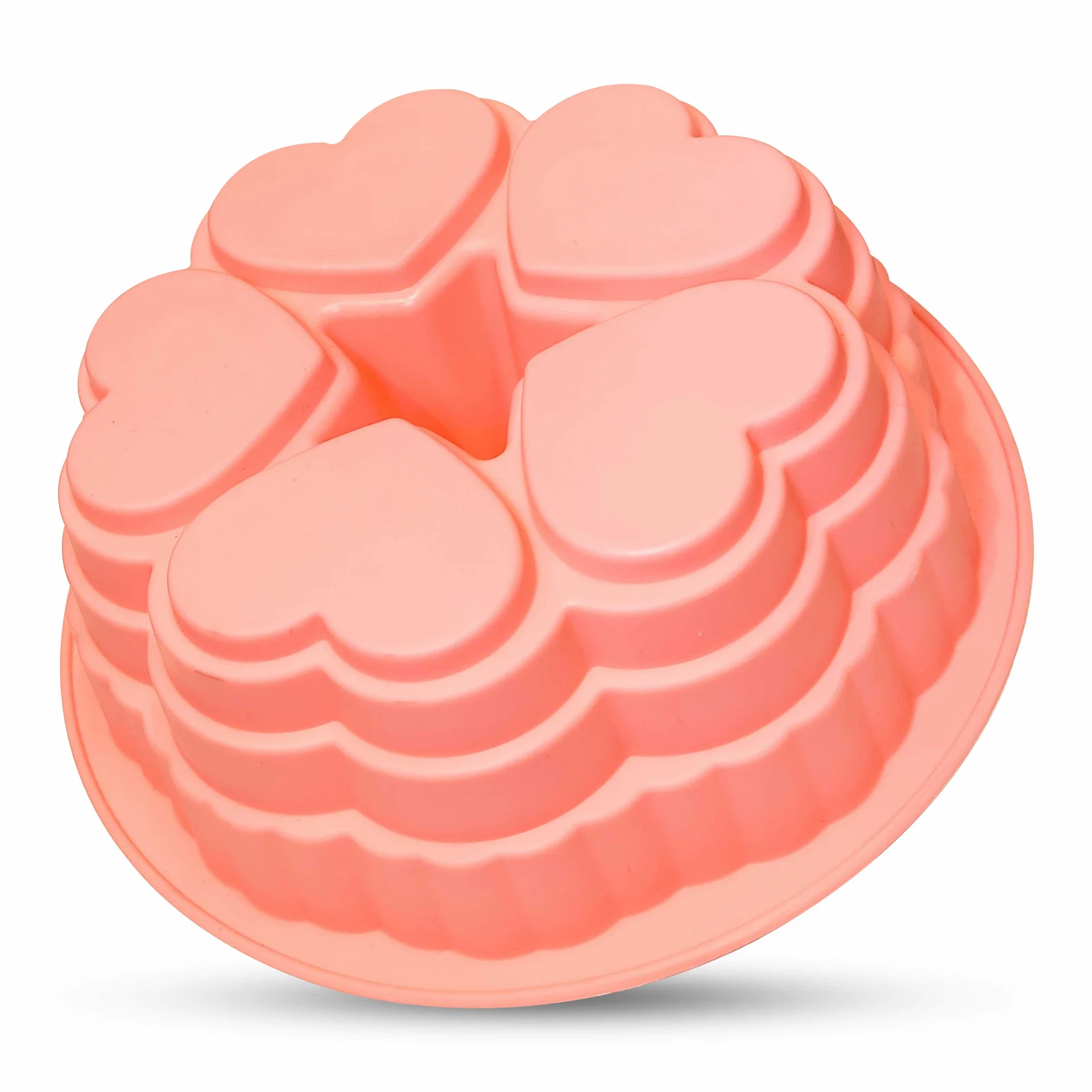 قالب سیلیکونی 5 قلب شیفون دار مطبق روما