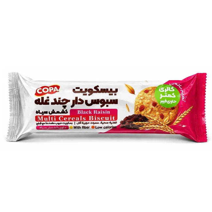 بیسکویت سبوس دار چند غله کشمش سیاه کوپا 150 گرمی