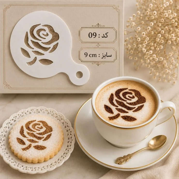 شابلون کیک (استنسیل) گل رز کد 9