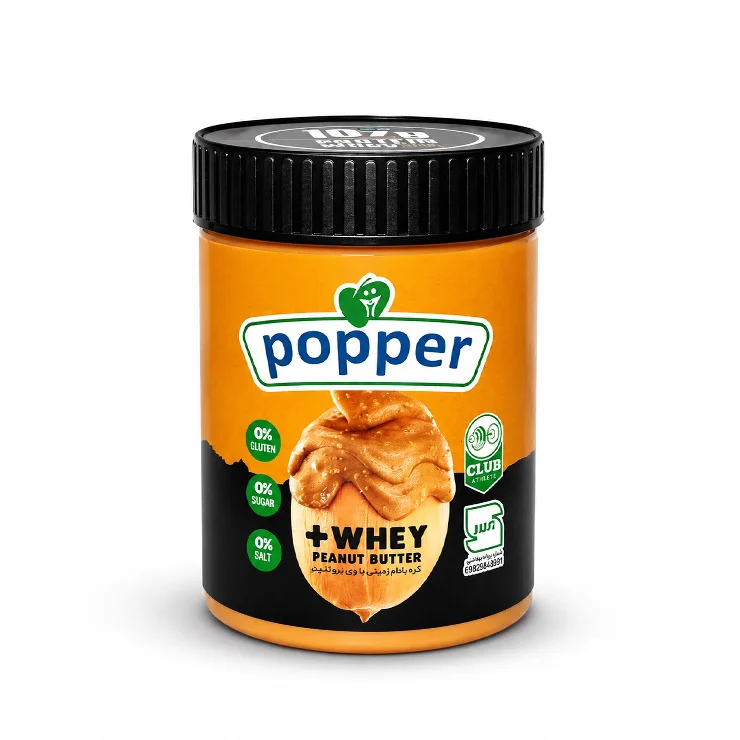 کره بادام زمینی پروتئین وی 350 گرمی popper